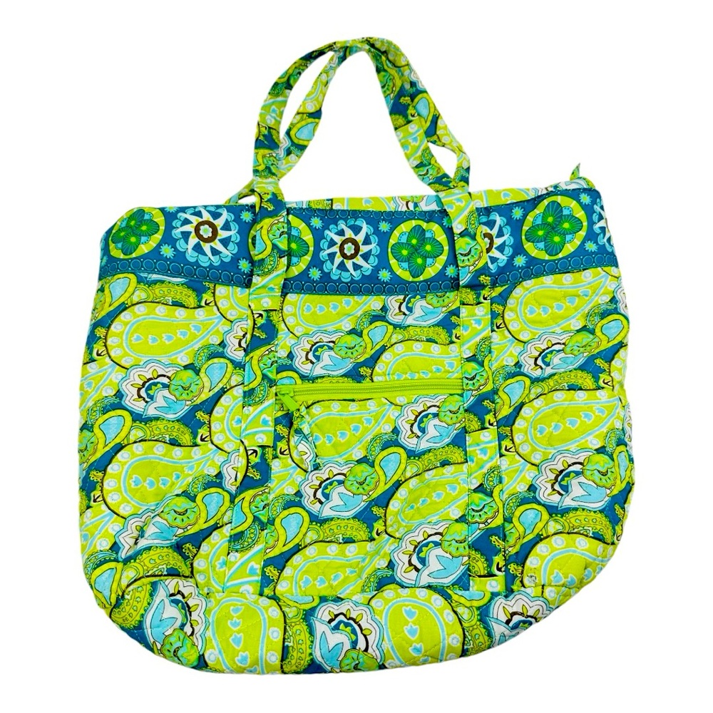 Vintage Vera Bradley Teal Blue Green Paisley Quilted large bag